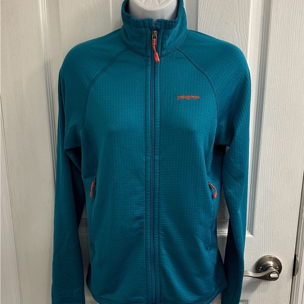PATAGONIA Women’s R-1 Full Zip Teal/ Orange Jacket Size Small